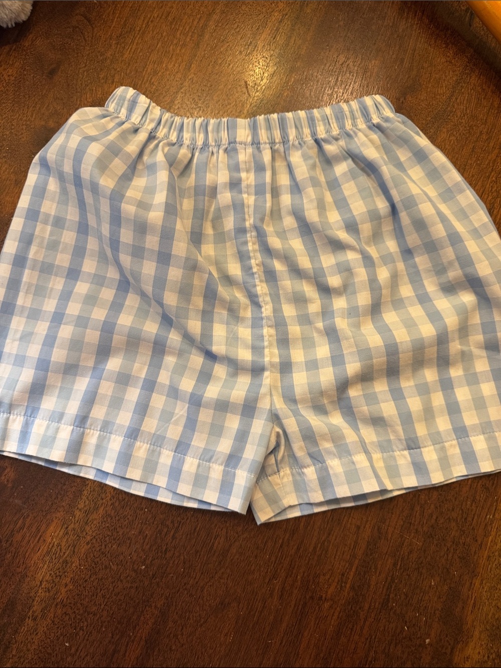 Blue Gingham Women’s Elastic-Waist Shorts
